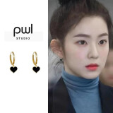 PWL黑色爱心耳环2022年新款潮小众设计高级耳钉简约耳坠耳饰女秋冬 爱心耳环