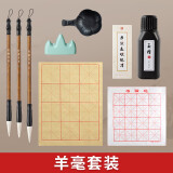 御宝阁 毛笔套装初学入门套装笔墨纸砚文房四宝练毛笔字帖小学生儿童白云笔软笔练习书法用品收纳盒 【羊毫套装】 {初学者练习 一套就够了}
