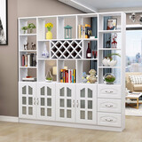 臻酷 隔断柜 酒柜客厅一体靠墙玄关柜现代简约欧式门厅间厅柜家用屏风 全白色 玻璃门款 四门三抽200*200*30cm 包安装