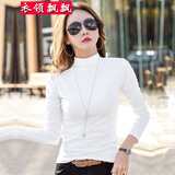 衣领飘飘高领纯色打底衫内搭女装加绒加厚春秋冬季长袖T恤上衣女士衣服棉 白色不加绒 L (105-115斤)