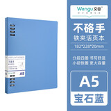 文谷(Wengu)A5/60张可拆卸不硌手铁夹活页本20孔高颜值商务简约纯色横线本大容量办公用笔记本子 BI010A5蓝