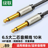 绿联6.5mm音频线 6.35大二芯公对公连接线 音响音箱功放话筒麦克风吉他电子琴鼓调音台转接线10米40815