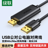 绿联USB2.0对拷线 公对公双USB口电脑数据互传互拷 传输连接线共享键盘鼠标适用笔记本台式机2米20233