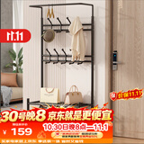 安尔雅 衣帽架鞋架落地金属挂衣架现代简约铁艺衣服架子家用置物架 80黑
