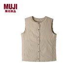 MUJI女式 轻量羽绒便携式 背心 女士羽绒服  浅米色5A L