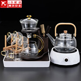 正扬玻璃自动茶具套装家用懒人高档磁吸泡茶神器整套功夫杯防烫办公礼 楼阁6金+钻白900+四琴胡白+架