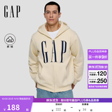GAP男女装秋季logo印花抓绒宽松运动连帽衫卫衣786920 米色 L (175/96A)亚洲尺码【偏大,建议拍小一码】