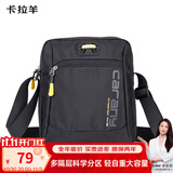 卡拉羊休闲运动包单肩包斜挎包男士帆布包超轻竖款潮流胸包旅行便携黑色