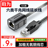 胜为RJ45网线延长线 六类网线网口接头延长器 千兆网络宽带公对母接口双绞连接线无氧铜0.5米 ALC6005G
