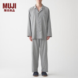 无印良品 MUJI 男式 无侧缝双层纱织 睡衣 男士家居服纯棉 春秋款 全棉 灰色 S-M(170/92A)