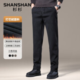 SHANSHAN杉杉【灯芯绒】休闲裤子男商务休闲保暖直筒中青年宽松秋冬新款 黑色（常规） L /175