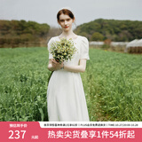 范思蓝恩月光裙 白色连衣裙女夏初恋领证小白裙24FS12002 白色 M