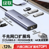 绿联Type-C扩展坞千兆网口拓展坞USB分线器转HDMI网线转接器4k高清适用华为苹果MacBook/Mac mini雷电4
