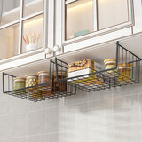 圣西陶 橱柜下挂置物架厨房衣柜收纳架金属置物架整理架壁挂书架宿舍收纳筐悬挂分层挂篮吊柜下吊篮 黑色两个装