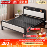 科虎床铁艺床双人床1.5x2米铁架床家用铁床架 黑床架【高尾】白软包【热销款】 1.5*1.9/2.0m【默认2.0】