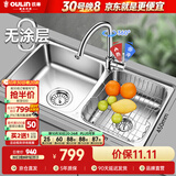 欧琳（OULIN）厨房水槽双槽洗菜盆双槽0涂层SUS304不锈钢加厚洗碗槽左右任选