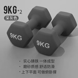 铁人（IRONMAN）哑铃女士健身器材家用男小哑铃女一对初学者瘦臂儿童1公斤2kg瑜伽 磨砂火山灰9KG*2 专业男士 1KG
