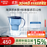碧然德（BRITA）过滤净水器 家用滤水壶 净水壶 Marella 海洋系列 蓝色+多效滤芯12枚（含附件）