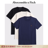 Abercrombie & Fitch经典小麋鹿图案纯棉3件组合装重磅短袖T恤上衣25年男装124-5044 海军蓝多色 S (175/92A)