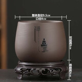 仟尚亿 紫砂花盆陶瓷盆景盆蝴蝶兰兰花文竹发财树盆栽花卉多肉植物创意菖蒲铁树粗陶透气盆 FJ紫砂大肚小圆盆-禅（带底座）