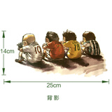 迪卡车身划痕遮挡装饰贴可爱动漫创意足球宝贝贴纸汽车贴卡通人物防水 背影