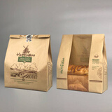 开窗淋膜 面包吐司袋直销 包装袋食品牛皮纸袋 450g土司袋子100个 深棕色 条纹纸 35*21*9cm