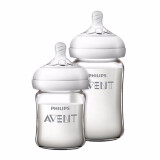 新安怡（AVENT）飞利浦新生儿宝宝宽口径自然顺畅玻璃奶瓶婴儿高硼硅玻璃 SCF679 125ml+240ml 组合装