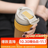 乐扣乐扣（LOCK&LOCK）咖啡杯耐热玻璃水杯子男女学生便携式双饮吸管杯随手杯500ML黄色