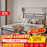 天坛家具铁艺床公主床婚床北欧环保现代简约复古双人钢木床铁架床 【芝士白色】铁艺床（不含床垫） 1.8*2.0m