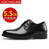 奥康男鞋商务正装皮鞋男牛皮透气休闲男士低帮单鞋隐形内增高结婚皮鞋 黑色内增高 41