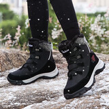 赛诺枫雪地靴男士东北棉鞋加绒冬季高帮防水防滑大码保暖情侣登山男靴子 黑色（加绒加厚） 42 标准码