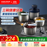 摩飞电器（Morphyrichards）绞肉机套娃家用和面机饺子肉馅机多功能辅食佐料打蒜搅拌机0涂层全不锈钢1.5L MR9401A