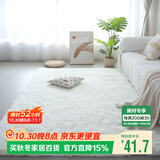 梦蜓长绒丝毛客厅地毯茶几卧室飘窗床边毯垫   简约白70*160cm