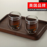 小雨点玻璃茶杯双层玻璃杯时尚水杯子咖啡杯办公杯牛奶花茶果茶杯 Q杯大号两只装(不包括托盘))·