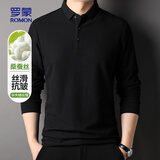 罗蒙（ROMON）长袖T恤男桑蚕丝华夫格半高领中青年春秋休闲T恤衫6003