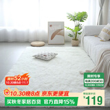 梦蜓长绒丝毛客厅地毯茶几卧室飘窗床边毯垫  简约白160*230cm