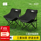 探险者（TAN XIAN ZHE）户外折叠椅露营椅子月亮椅便携折叠桌椅高靠背躺椅小凳子钓鱼椅 经典舒适款黑色【3重绷带加固】