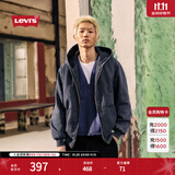 Levi's李维斯新款情侣同款美式复古水洗牛仔夹克棉服厚外套 黑灰色 XL