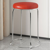 非洲鹰（feizhouying）家用圆凳板凳实木凳子软包小圆凳不锈钢圆凳客厅凳子餐桌椅子凳子 加粗四柱皮革红