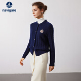 Navigare意大利小帆船秋冬款女士全羊毛外套绞花毛衣针织开衫2334094508