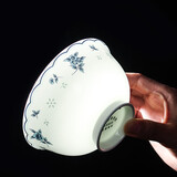 瓷毅雅堂 景德镇陶瓷防烫家用中式青花瓷米饭碗高脚碗高档礼品 水晶之恋【青花米饭碗2个】 4.5英寸【口径12cm高6cm】