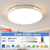 全光谱led吸顶灯卧室灯大气客厅灯主卧房间餐厅阳台灯 雅白50cm无极调光全光谱护眼