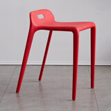 时尚创意塑料凳子现代简约家用加厚靠背椅餐凳等位椅子高凳子艺家晴 红色马椅【加厚磨砂款】 【承重300斤】