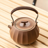 瓷牌茗茶具（cipaiming teaset）围炉煮茶家用全套配件罐罐茶煮茶壶室内炭火炉烤红薯 竖纹《古鸣》提梁壶 580ml