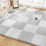 布迪思加厚拼接泡沫垫子铺地垫儿童爬行积木爬爬垫婴儿防摔减震隔音家用 白色+灰色【母婴级 送边条】 30*30*2.5cm特厚（10片）