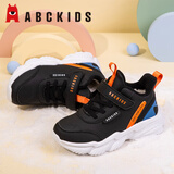 ABC KIDS童鞋男童鞋子2025秋季新款儿童运动鞋网面儿童跑鞋时尚潮流女童鞋 加绒黑橘色 32