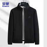 罗蒙（ROMON）外套男士秋冬季商务保暖抓绒衣休闲摇粒绒夹克男BB9黑色L