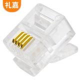 礼嘉XL-DH4100 工程级4芯电话水晶头6P4C水晶头 纯铜镀金工程级 RJ11语音两芯电话线插头连接头100个装