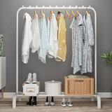 乐活时光简易晾衣架落地金属晒衣架室内卧室置物架阳台多功能挂衣架 白色-防风款110带防风钢珠