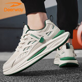 德尔惠（DEERWAY）男鞋子男2025秋冬季老爹鞋男士时尚运动鞋厚底休闲跑步鞋 米绿 41